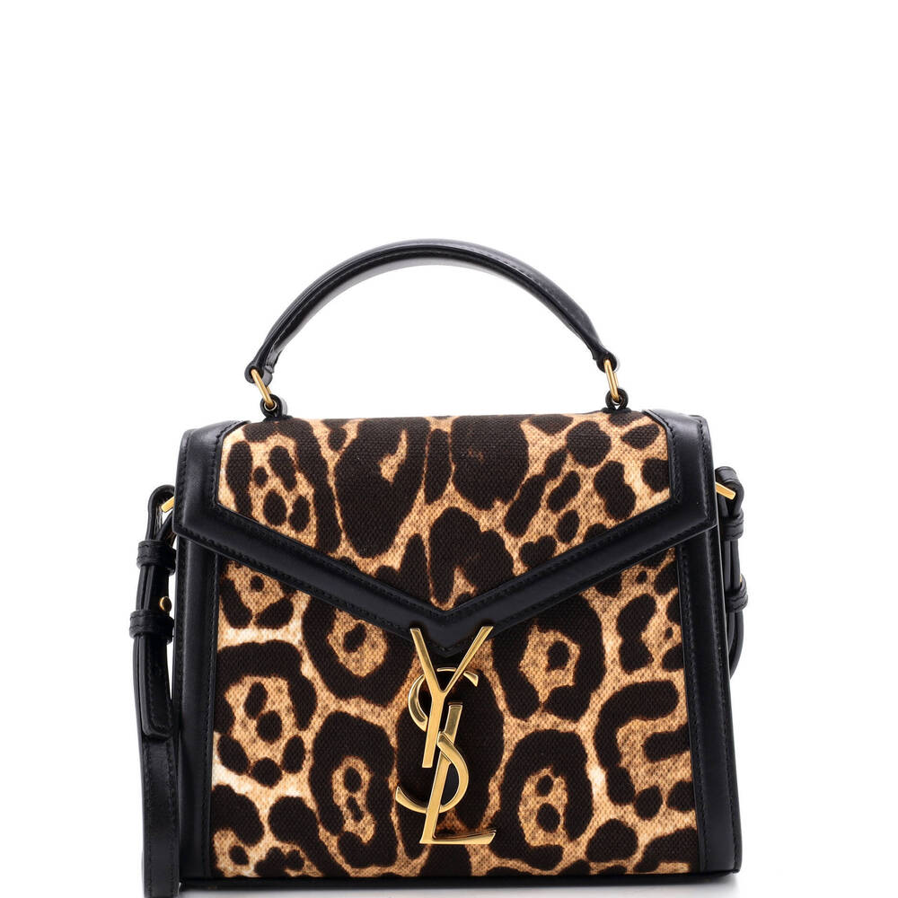 Saint Laurent Mini Cassandra Top Handle Bag Printed Canvas with Leather